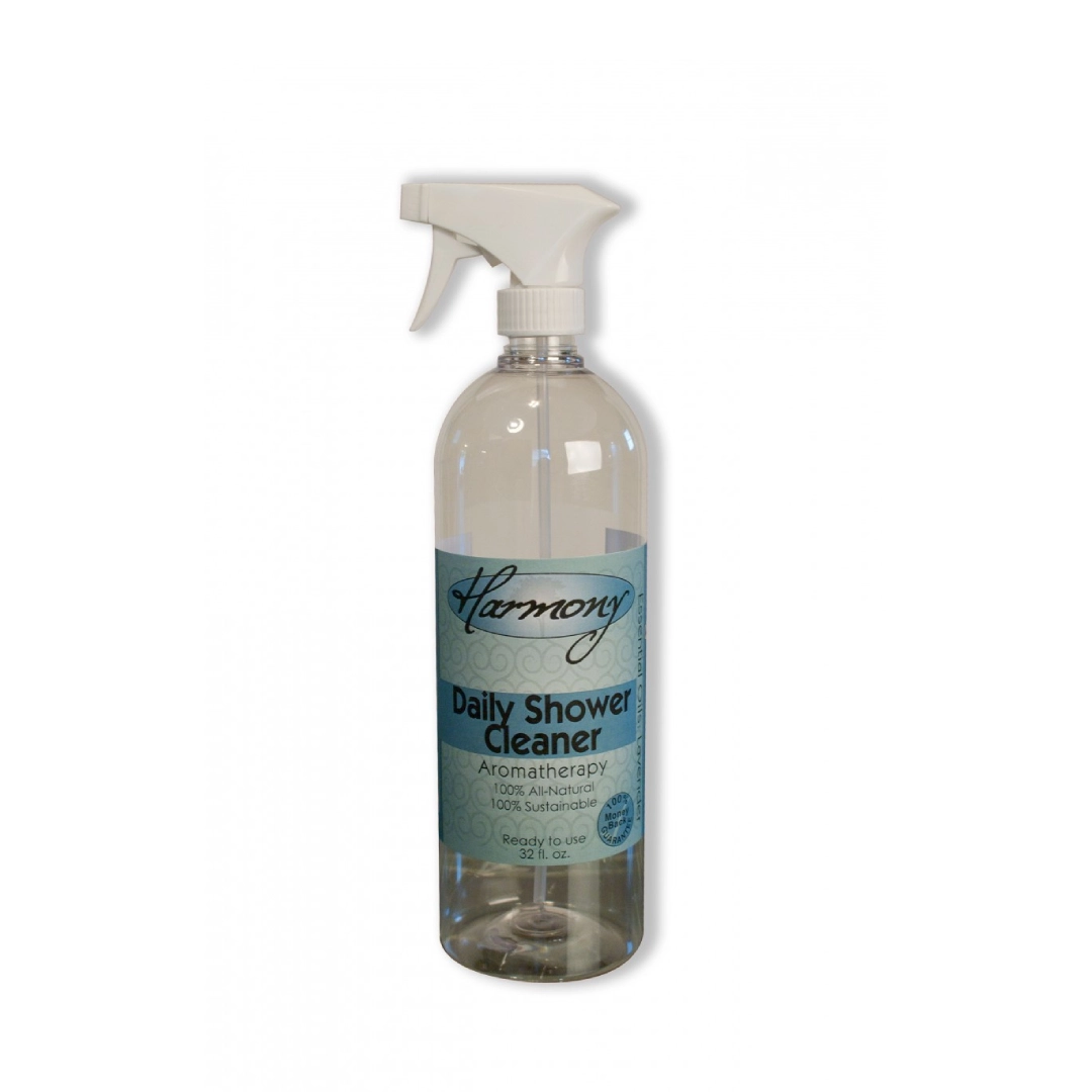 A bottle of shower cleaner is shown.