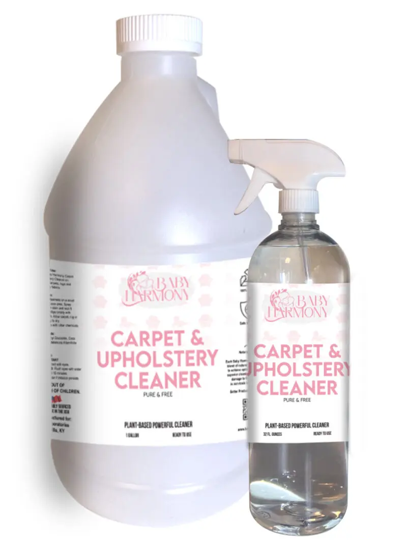 Baby Harmony Carpet & Upholstery Cleaner in 32oz bottle and one gallon jug