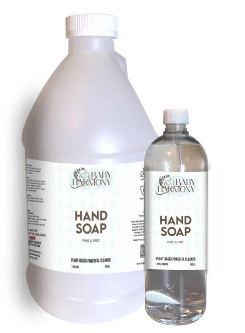 Baby Harmony Hand Soap in 32oz refill bottle and 1 gallon jug