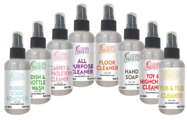 Baby Harmony sample products in 4oz bottles