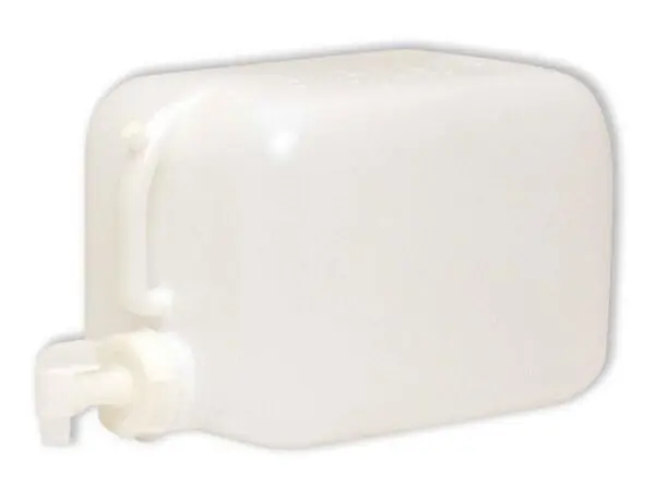 A white plastic container with a handle.