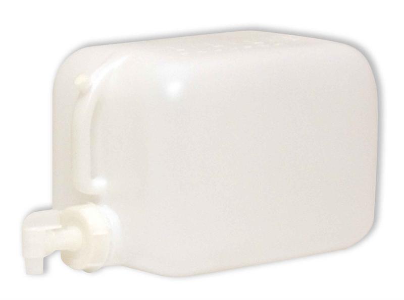 A white plastic container with a handle.