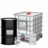 A group of barrels and containers with some white paint.
