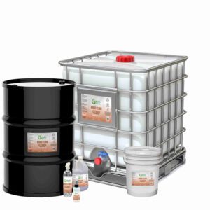 A group of barrels and containers with different types of oils.