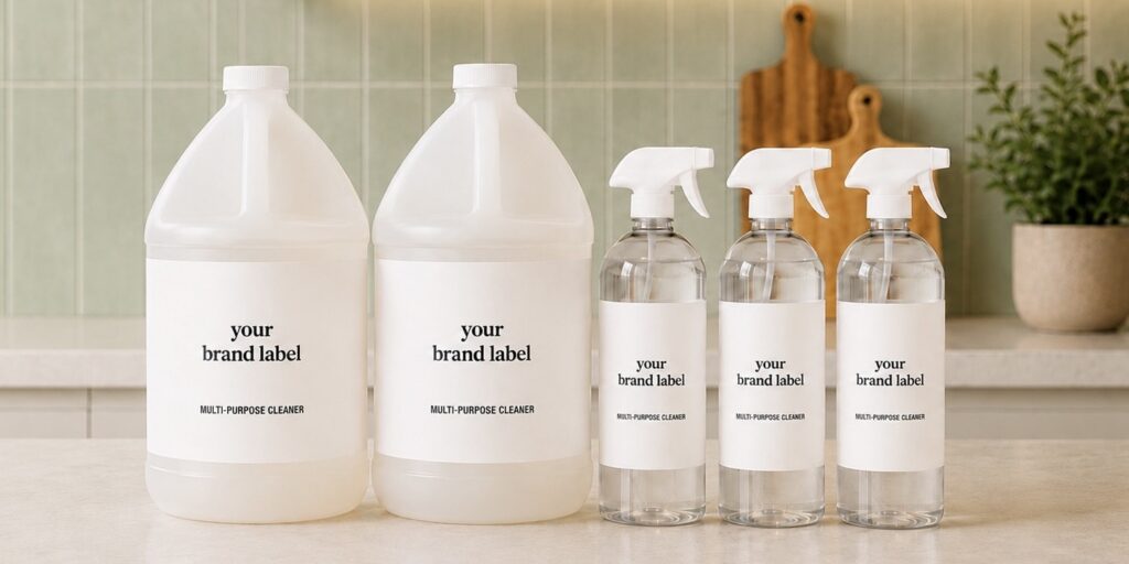 Cleaning bottles and gallon jugs with blank labels